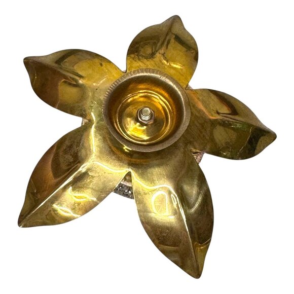 Decorative Brass Trinket Box Lotus Kumkum Jeweled Lid Sides Jewelry Ring Storage - Picture 8 of 8